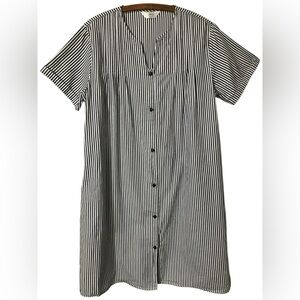 Yozly Striped Dress Size L Black White A Line Summer Lagenlook Casual Comfy